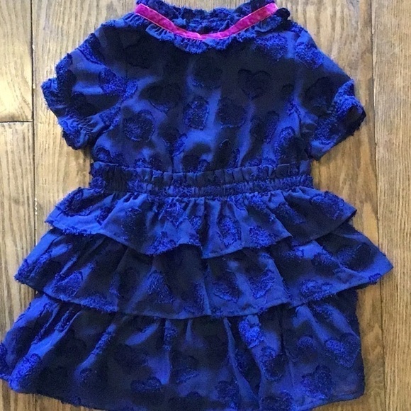NWOT Girls Navy Blue Dress with Velvet Hearts - Picture 1 of 4
